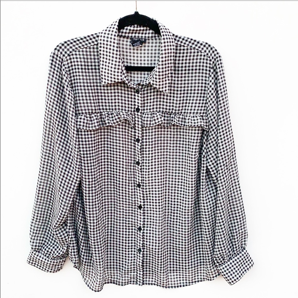 Torrid Gingham Check Ruffle Trim Button Down Top - image 2